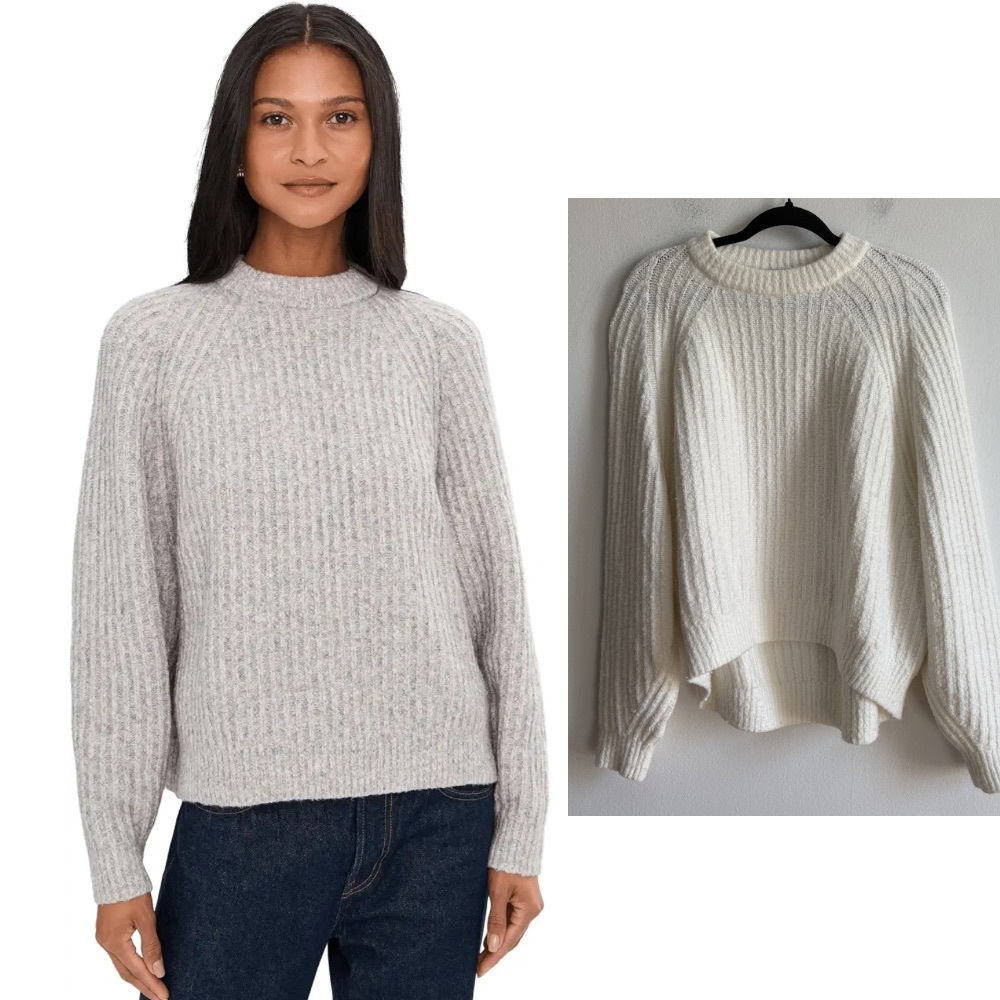 Madewell Sz S White Cozy Knit Cotton Blend Stevie Crew Neck Sweater